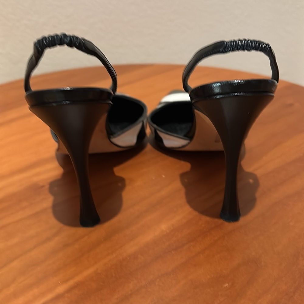 Manolo Blahnik 6 1/2 Black and White Heels - Picture 2 of 5